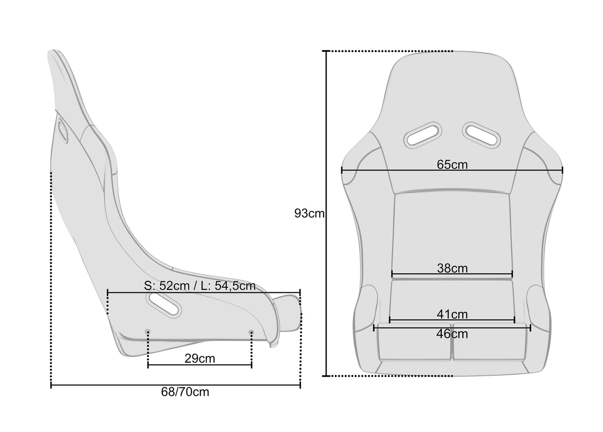 Enduro GT-R 3XL Seat – technische Zeichnung mit Maßangaben