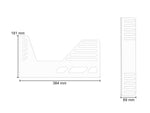 Maßzeichnung der XL Sitzhalterung seitlich mit Abmessungen und Lochabstand 260–310 mm